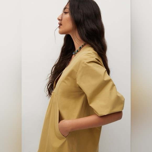 Mango Oversized Camel Ruffle-Hem Mini Dress - Picture 3 of 7